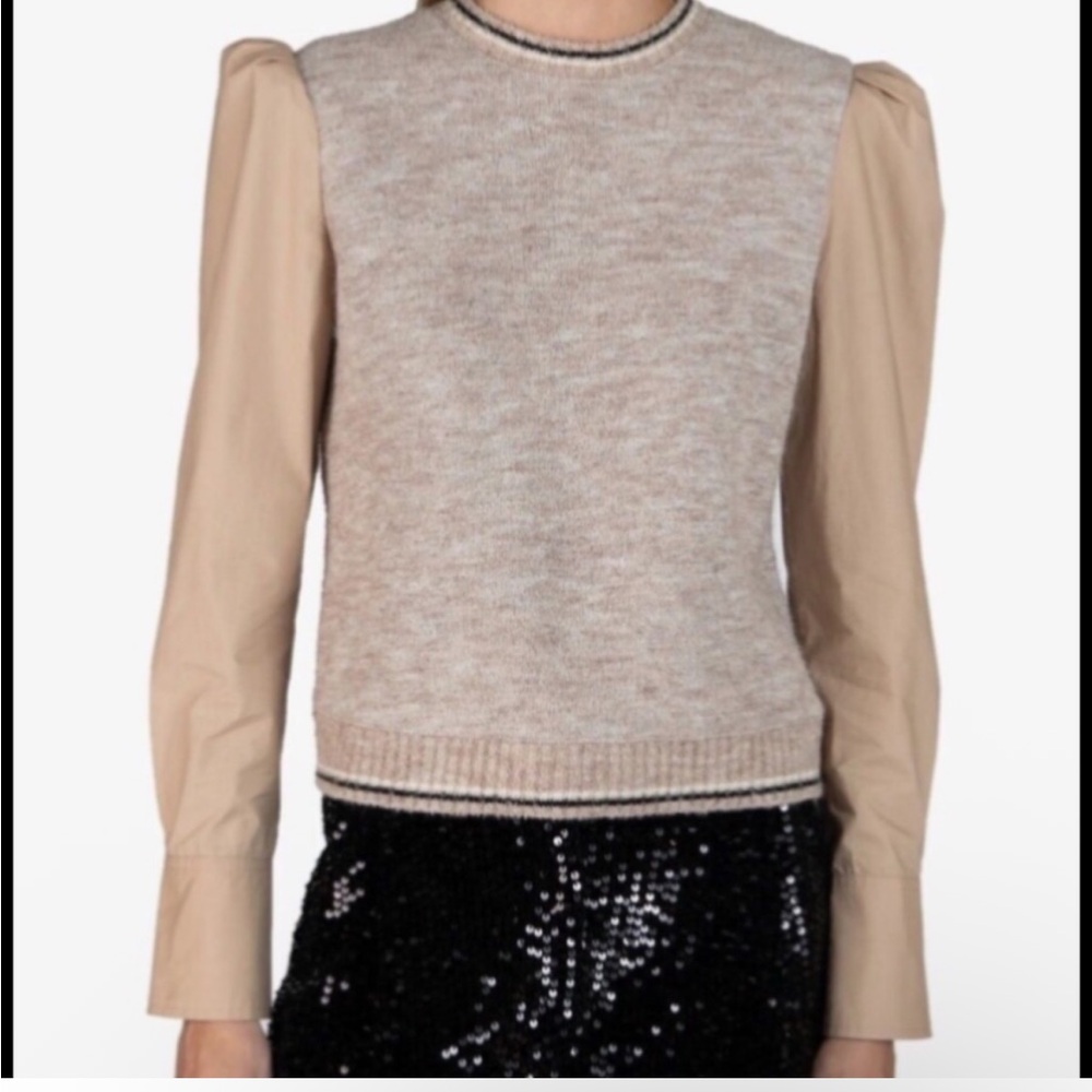 Derek Lam 10 Crosby Milton Mixed Media Sweater